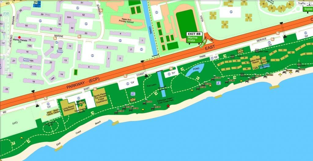 карта на източното крайбрежие на парка