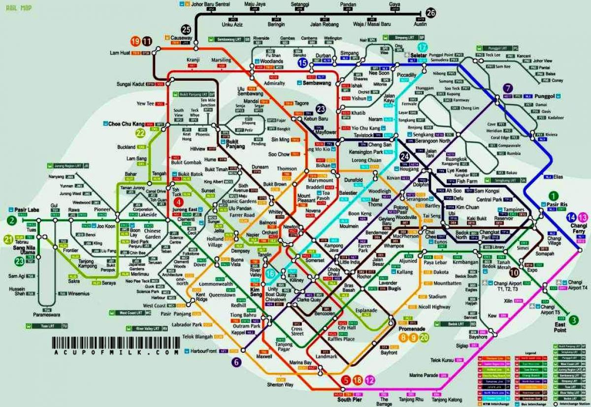 Сингапур MRT и lrt карта