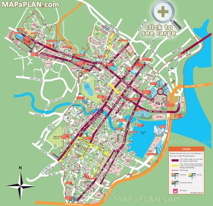 карта на центъра на Сингапур