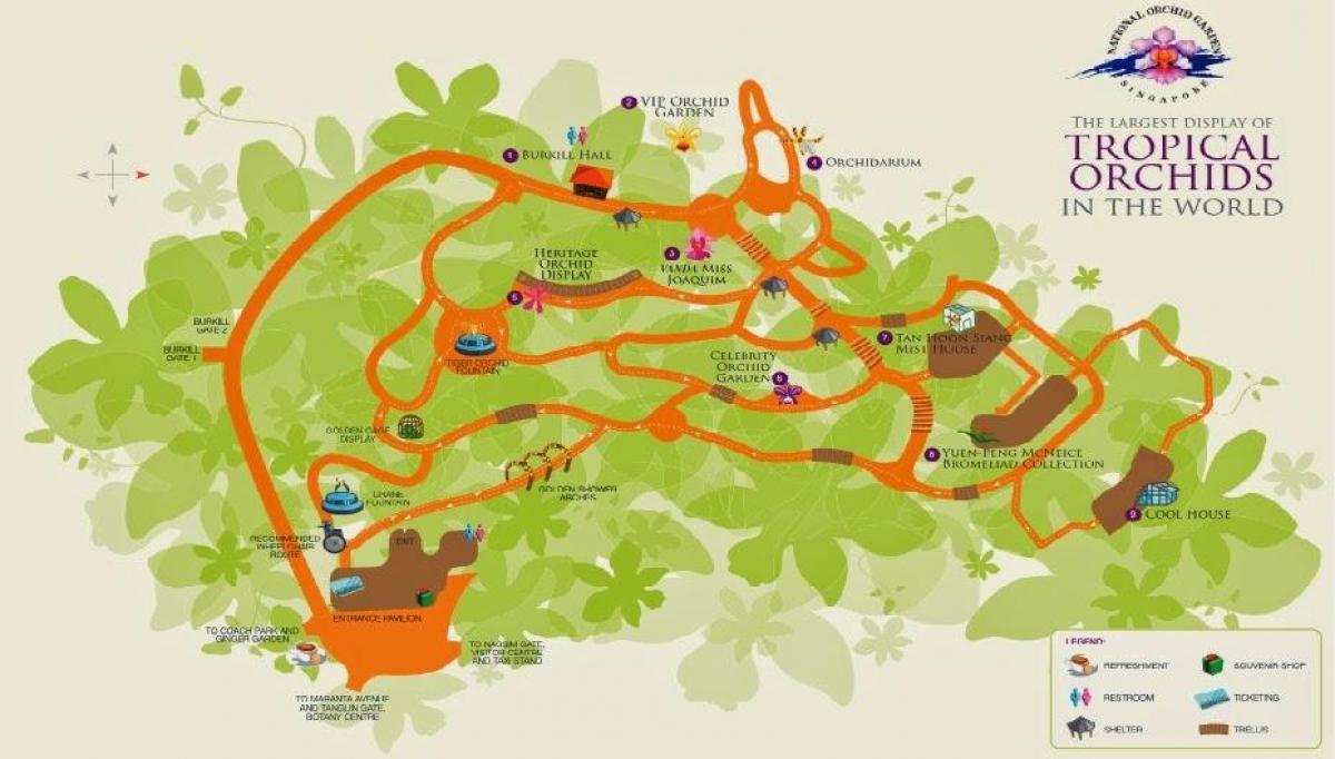 Ботаническите градини на Сингапур на картата