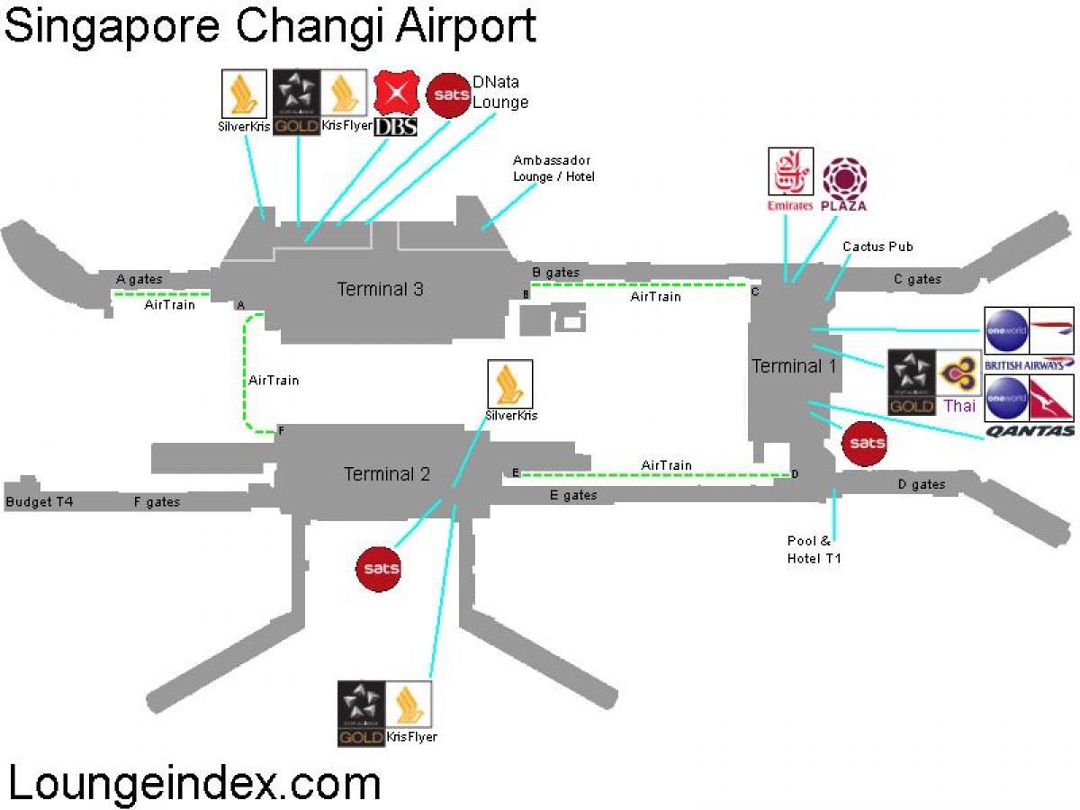 на картата на летището на Сингапур