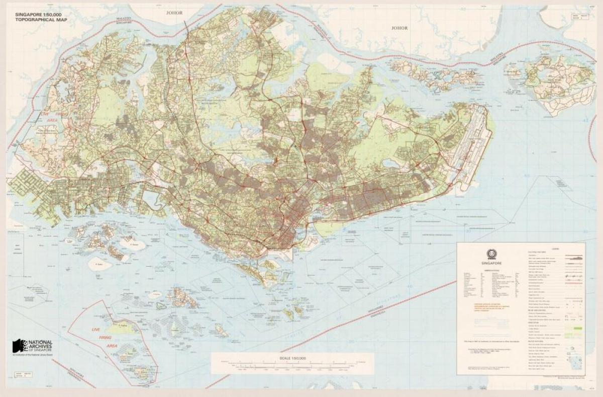 карта на Сингапур топографическая