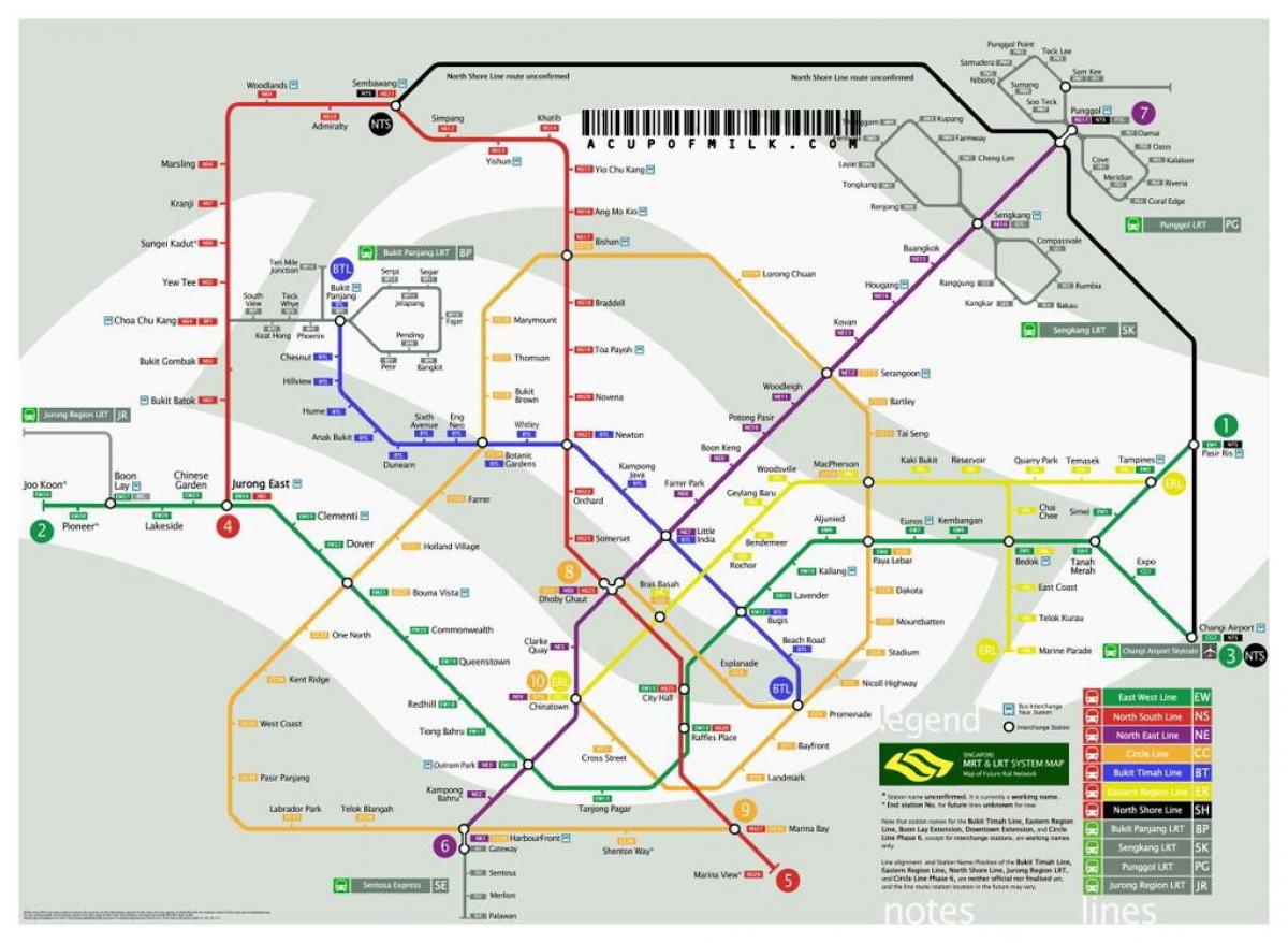 Сингапур линия на метрото на картата