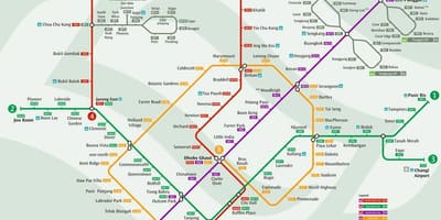 Система MRT на картата на Сингапур
